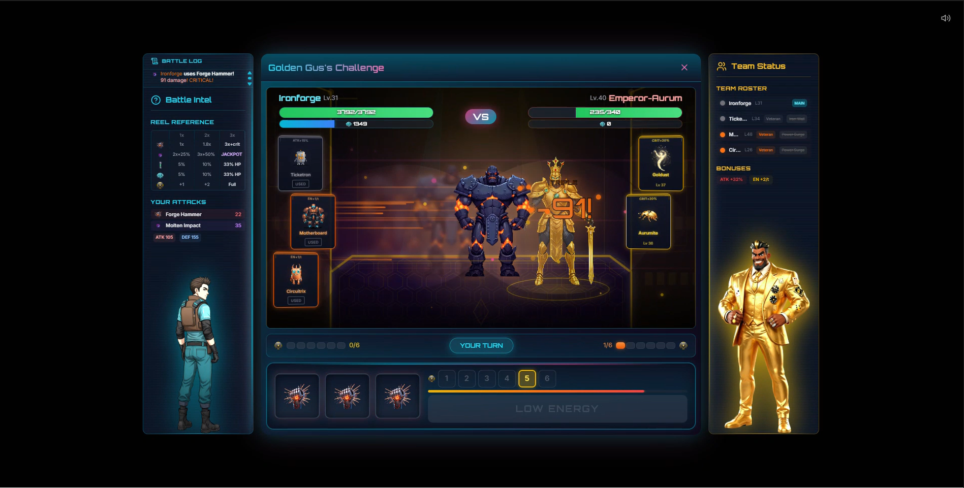 Slot-Reel Combat vs Golden Gus